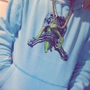 BABY BLUE SKULL&BANANA HOODIE